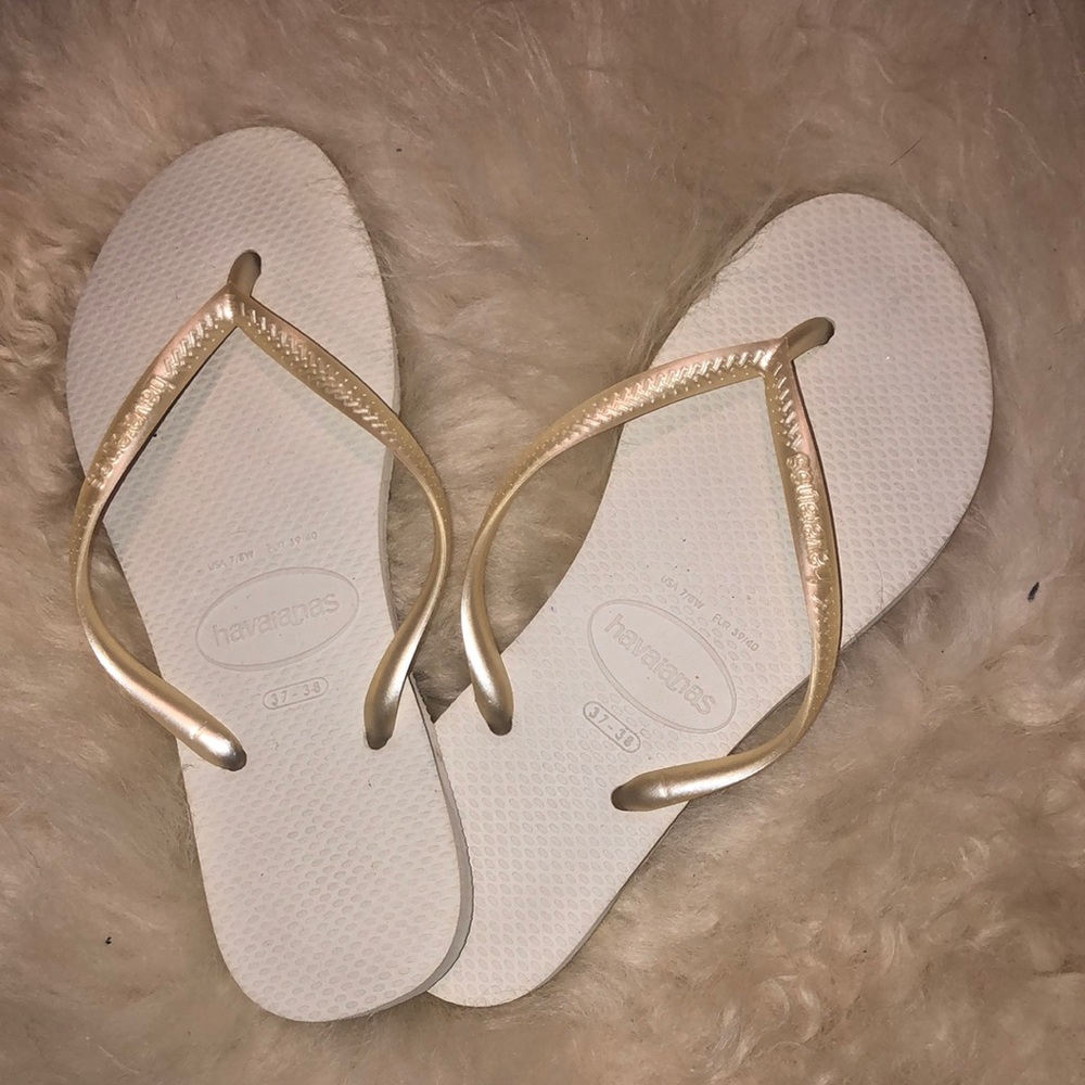 Solid White Havaianas Flip Flops - image 1